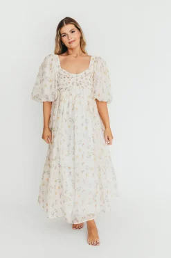 Fashion Worth Collective Harlow Maxi Dress in Tiny Yellow Floral - Bump Friendly & Inclusive Si