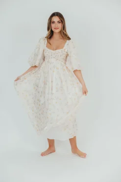 Fashion Worth Collective Harlow Maxi Dress in Tiny Yellow Floral - Bump Friendly & Inclusive Si