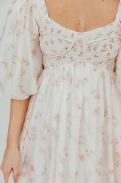 Clearance Worth Collective Harlow Maxi Dress in Tiny Pink Floral - Bump Friendly & Inclusive Sizi