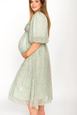 Outlet Worth Collective Harlow Maxi Dress in Turquoise Floral - Bump Friendly & Inclusive Sizi