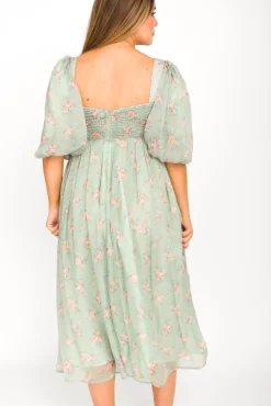 Outlet Worth Collective Harlow Maxi Dress in Turquoise Floral - Bump Friendly & Inclusive Sizi