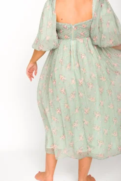 Outlet Worth Collective Harlow Maxi Dress in Turquoise Floral - Bump Friendly & Inclusive Sizi