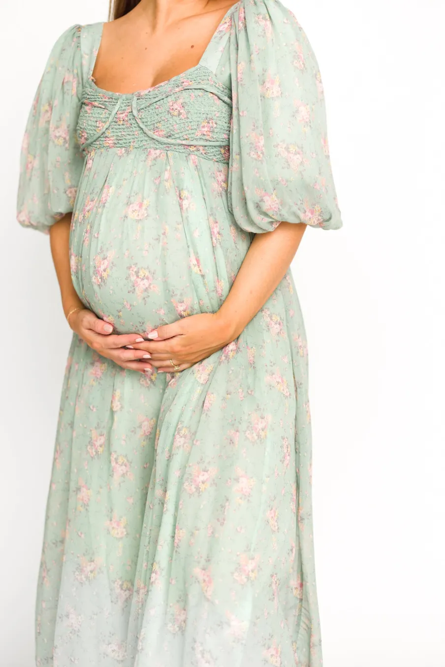 Outlet Worth Collective Harlow Maxi Dress in Turquoise Floral - Bump Friendly & Inclusive Sizi
