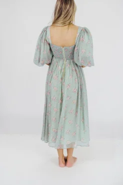 Outlet Worth Collective Harlow Maxi Dress in Turquoise Floral - Bump Friendly & Inclusive Sizi