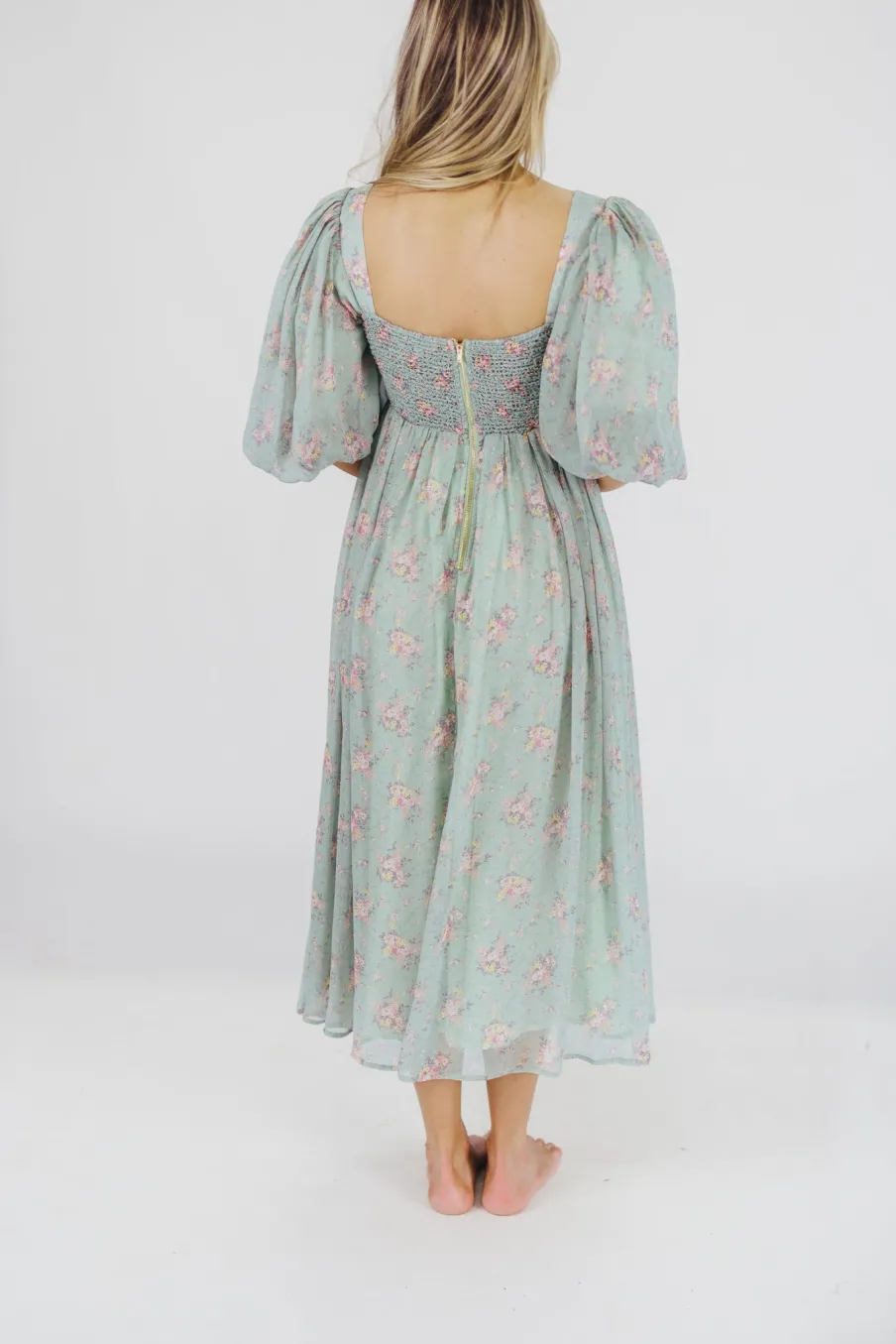 Outlet Worth Collective Harlow Maxi Dress in Turquoise Floral - Bump Friendly & Inclusive Sizi