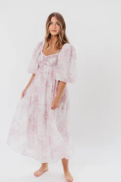 Fashion Worth Collective Harlow Midi Dress in Light Pink Floral - Bump Friendly & Inclusive Siz