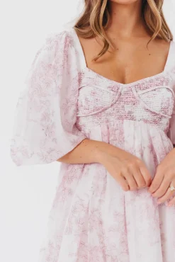 Fashion Worth Collective Harlow Midi Dress in Light Pink Floral - Bump Friendly & Inclusive Siz