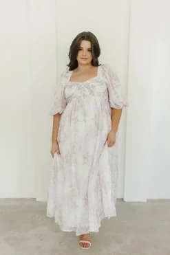 Fashion Worth Collective Harlow Midi Dress in Light Pink Floral - Bump Friendly & Inclusive Siz