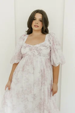 Fashion Worth Collective Harlow Midi Dress in Light Pink Floral - Bump Friendly & Inclusive Siz