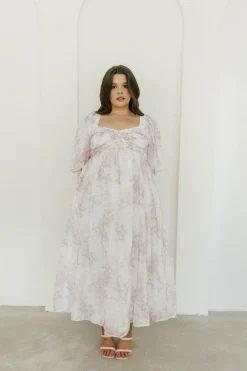 Fashion Worth Collective Harlow Midi Dress in Light Pink Floral - Bump Friendly & Inclusive Siz