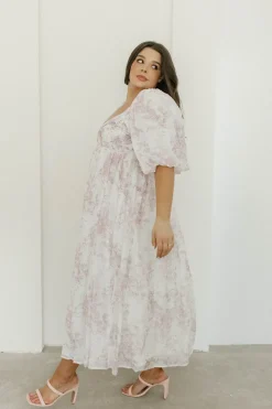 Fashion Worth Collective Harlow Midi Dress in Light Pink Floral - Bump Friendly & Inclusive Siz