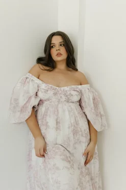Fashion Worth Collective Harlow Midi Dress in Light Pink Floral - Bump Friendly & Inclusive Siz