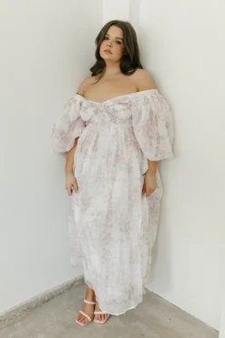 Fashion Worth Collective Harlow Midi Dress in Light Pink Floral - Bump Friendly & Inclusive Siz
