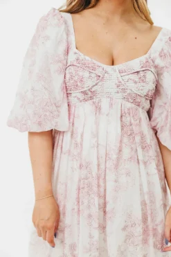 Fashion Worth Collective Harlow Midi Dress in Light Pink Floral - Bump Friendly & Inclusive Siz