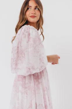 Fashion Worth Collective Harlow Midi Dress in Light Pink Floral - Bump Friendly & Inclusive Siz