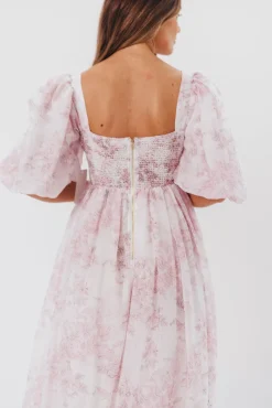 Fashion Worth Collective Harlow Midi Dress in Light Pink Floral - Bump Friendly & Inclusive Siz
