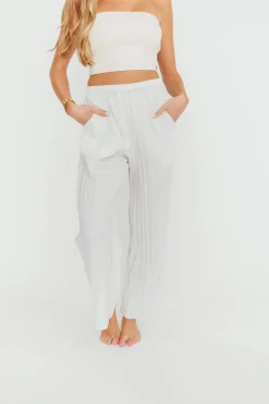 Hot Worth Collective Harmony Crinkle Fabric Pants in Milk (Please see description)