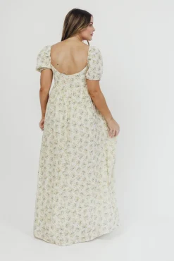 Outlet Worth Collective Haven 100% Cotton Tie-Front Maxi Dress in Orange/Green Floral - Bump F