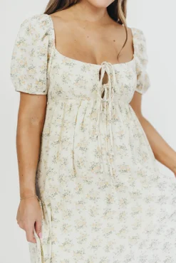 Outlet Worth Collective Haven 100% Cotton Tie-Front Maxi Dress in Orange/Green Floral - Bump F