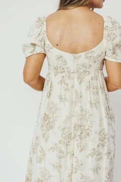 Online Worth Collective Haven 100% Cotton Tie-Front Maxi Dress in Taupe/Brown Floral - Bump Fr