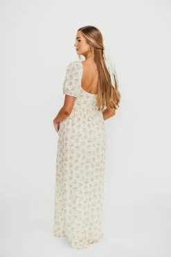 Outlet Worth Collective Haven 100% Cotton Tie-Front Maxi Dress in Orange/Green Floral - Bump F