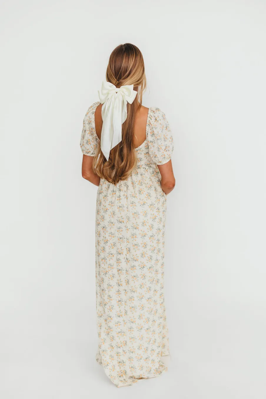 Outlet Worth Collective Haven 100% Cotton Tie-Front Maxi Dress in Orange/Green Floral - Bump F