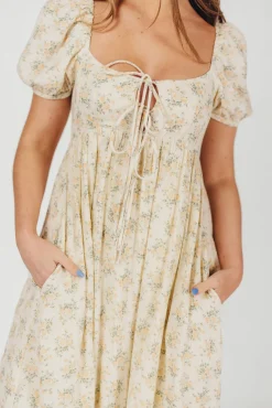 Outlet Worth Collective Haven 100% Cotton Tie-Front Maxi Dress in Orange/Green Floral - Bump F