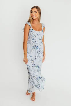 Best Worth Collective Hazel Open Tie Back Maxi Dress In Purple