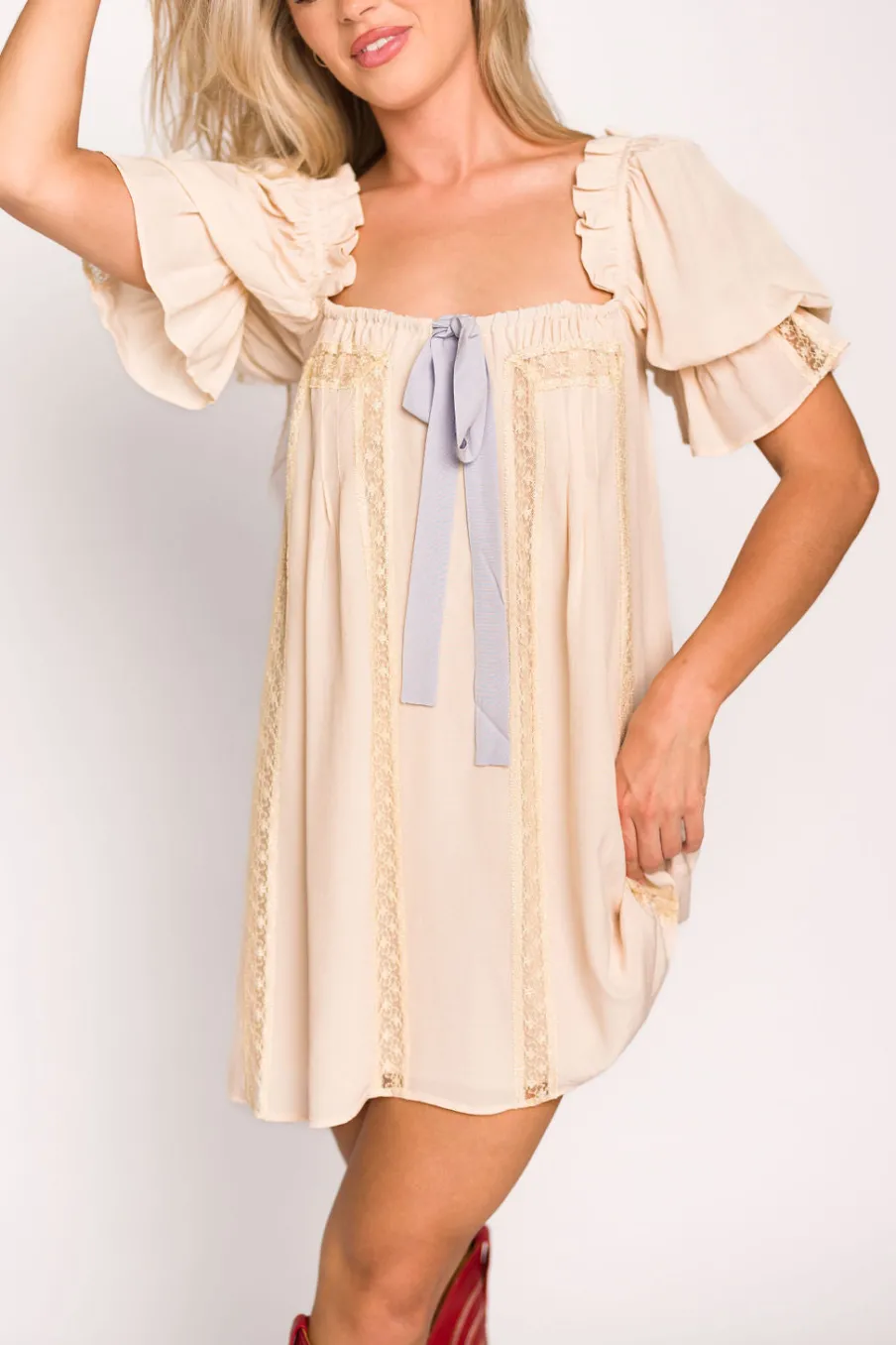 Best Worth Collective Heirloom Mini Dress in Dove