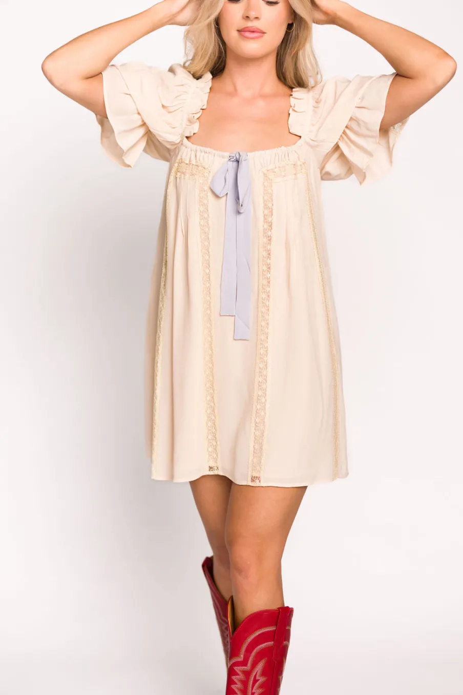Best Worth Collective Heirloom Mini Dress in Dove