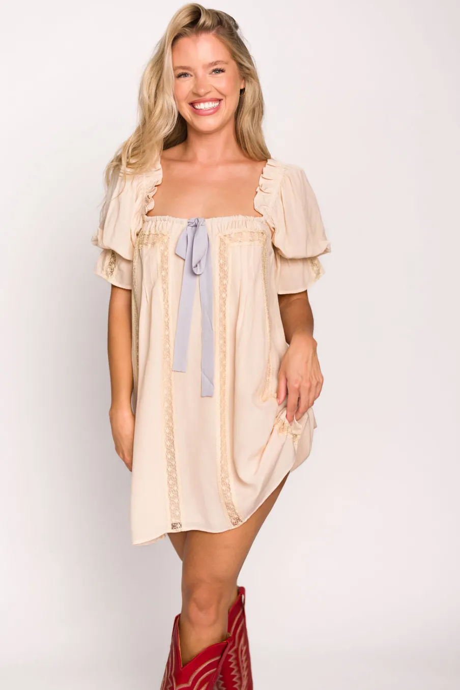 Best Worth Collective Heirloom Mini Dress in Dove