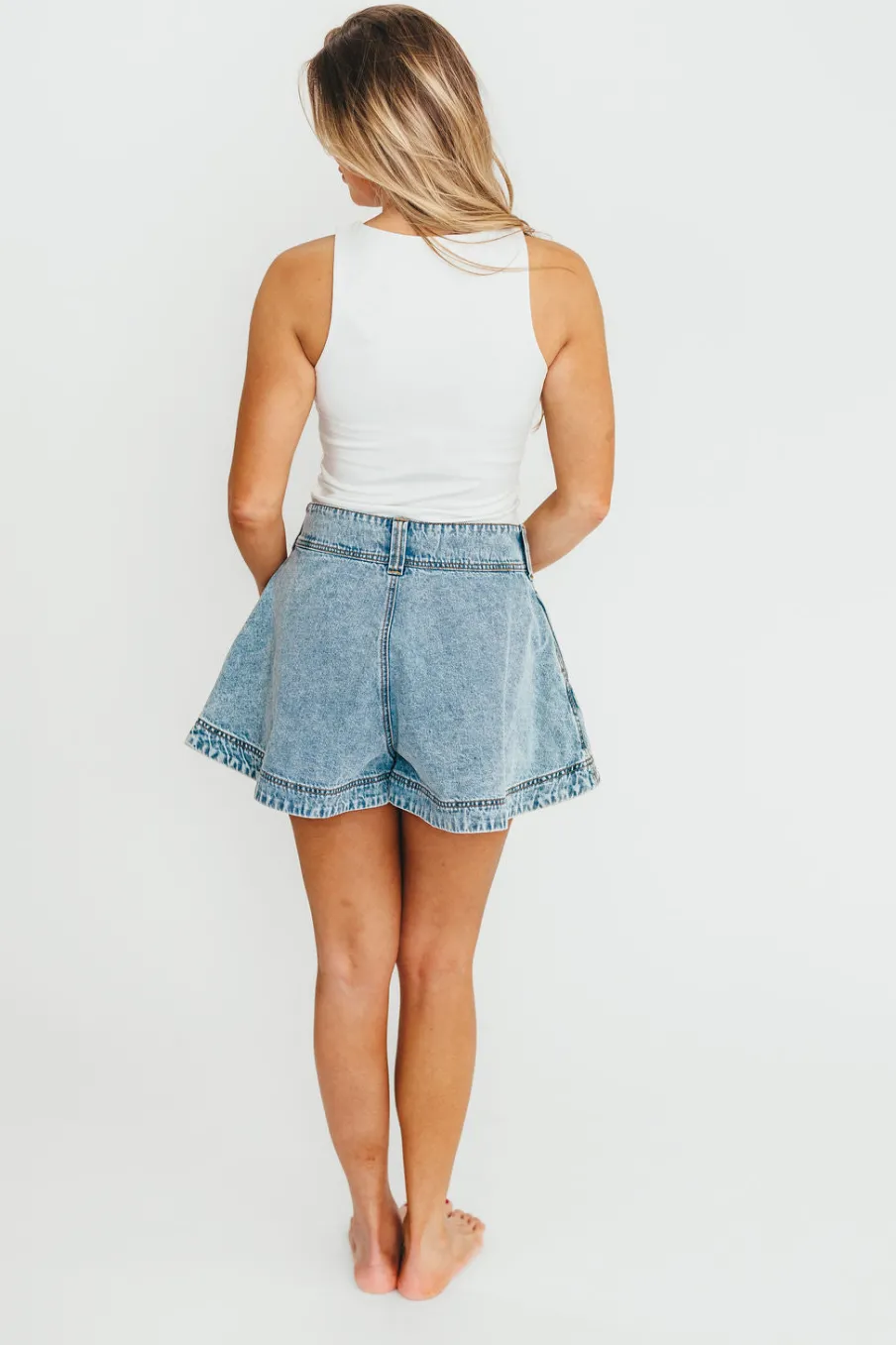 Best Worth Collective Helena Washed Denim Skort