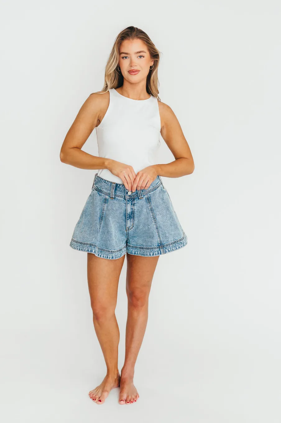 Best Worth Collective Helena Washed Denim Skort