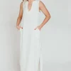 Fashion Worth Collective How Sweet It Is Sleeveless Linen-Blend Maxi in Ivory - Bump Friendly