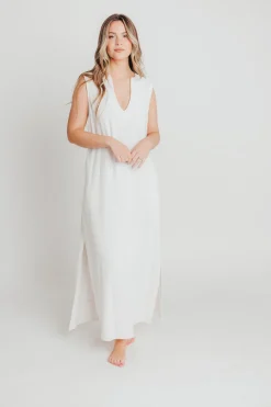 Fashion Worth Collective How Sweet It Is Sleeveless Linen-Blend Maxi in Ivory - Bump Friendly