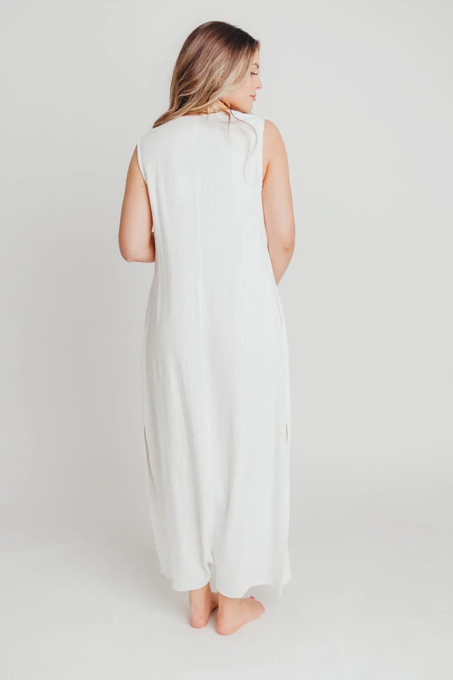 Fashion Worth Collective How Sweet It Is Sleeveless Linen-Blend Maxi in Ivory - Bump Friendly