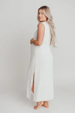 Fashion Worth Collective How Sweet It Is Sleeveless Linen-Blend Maxi in Ivory - Bump Friendly