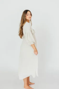 Hot Worth Collective Hunter 100% Cotton Gauze Midi Dress in Soy - Bump Friendly