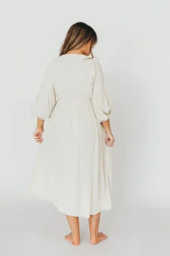 Hot Worth Collective Hunter 100% Cotton Gauze Midi Dress in Soy - Bump Friendly