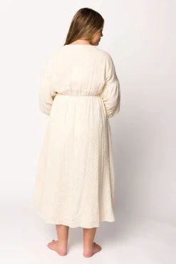 Hot Worth Collective Hunter 100% Cotton Gauze Midi Dress in Natural/Brown Floral Bump Frien