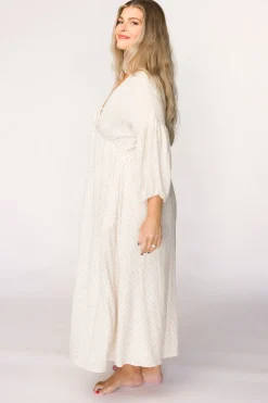Hot Worth Collective Hunter 100% Cotton Gauze Midi Dress in Natural/Brown Floral Bump Frien