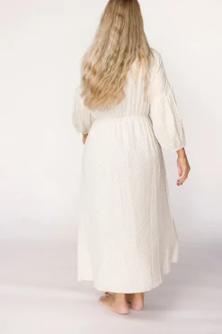 Hot Worth Collective Hunter 100% Cotton Gauze Midi Dress in Natural/Brown Floral Bump Frien