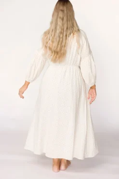 Hot Worth Collective Hunter 100% Cotton Gauze Midi Dress in Natural/Brown Floral Bump Frien