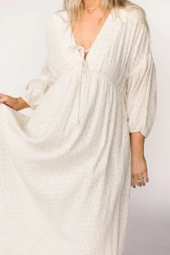 Hot Worth Collective Hunter 100% Cotton Gauze Midi Dress in Natural/Brown Floral Bump Frien
