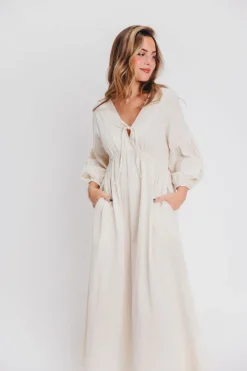 Hot Worth Collective Hunter 100% Cotton Gauze Midi Dress in Soy - Bump Friendly