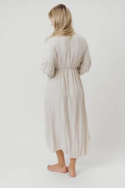 Best Worth Collective Hunter Linen-Blend Midi Dress in Greige - Bump Friendly and Inclusive