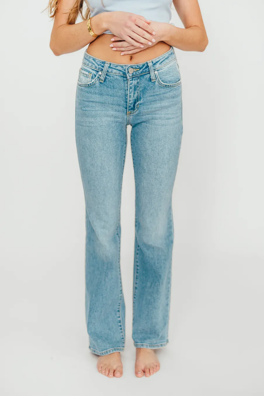 Online Worth Collective Indie Low Rise Vintage Slim Bootcut in Light Denim