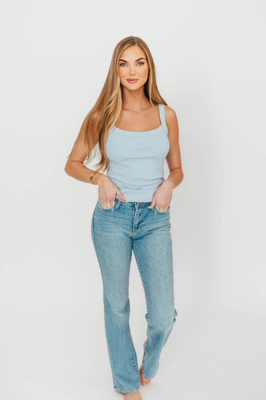 Online Worth Collective Indie Low Rise Vintage Slim Bootcut in Light Denim