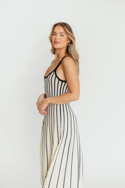 Fashion Worth Collective Irecia Sweater Maxi Dress in Black/Cream