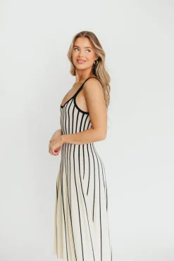 Fashion Worth Collective Irecia Sweater Maxi Dress in Black/Cream